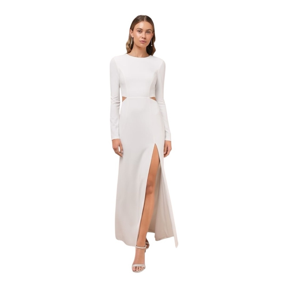 Lulus Going for the Wow Long Sleeve Cutout Maxi Dress
